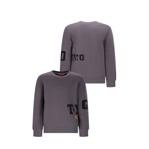 TYGO & vito sweater grijs Jongens Stretchkatoen Ronde hals Printopdruk - maat 98/104 afbeelding