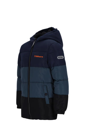 gewatteerde jas winter donkerblauw