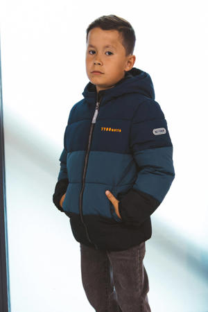 gewatteerde jas winter donkerblauw