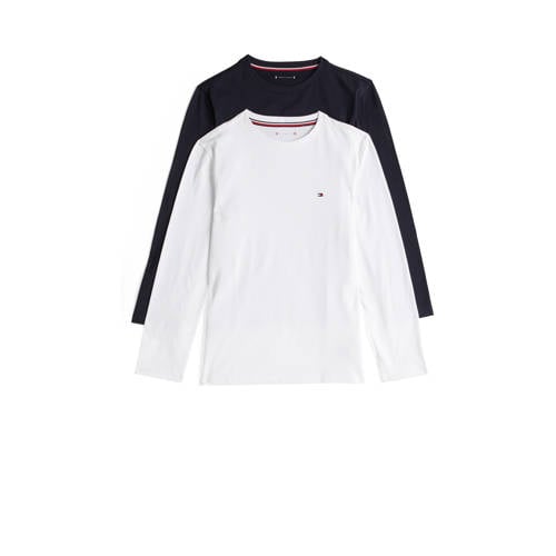 Tommy Hilfiger longsleeve - set van 2 donkerblauw/wit Jongens Katoen Ronde hals
