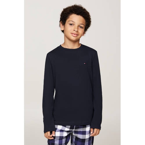Tommy Hilfiger longsleeve - set van 2 donkerblauw/wit Jongens Katoen Ronde hals