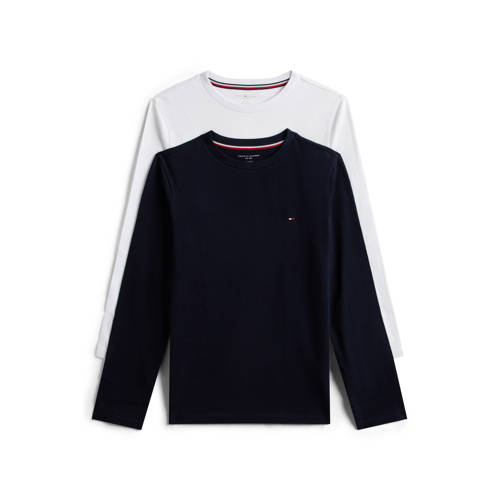 Tommy Hilfiger longsleeve - set van 2 donkerblauw/wit Jongens Katoen Ronde hals - maat 140/152 afbeelding