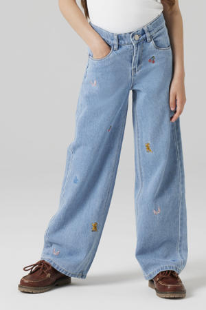 wide leg jeans light blue denim