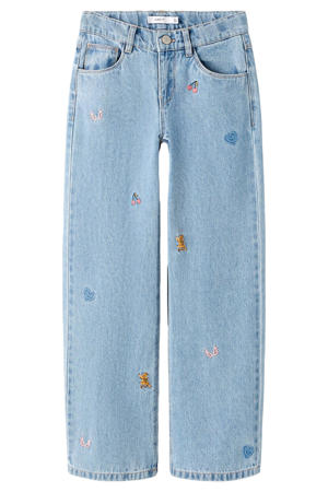 wide leg jeans light blue denim