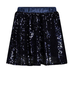 korte rok met pailletten donkerblauw