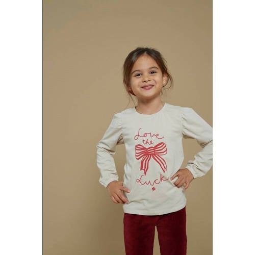 Jubel longsleeve ecru/roze Queen Of Hearts Meisjes Stretchkatoen Ronde hals - maat 92 afbeelding