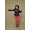 Jubel flared broek roze/rood Queen Of Hearts