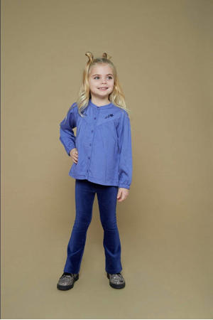 fluwelen flared flared broek donkerblauw
