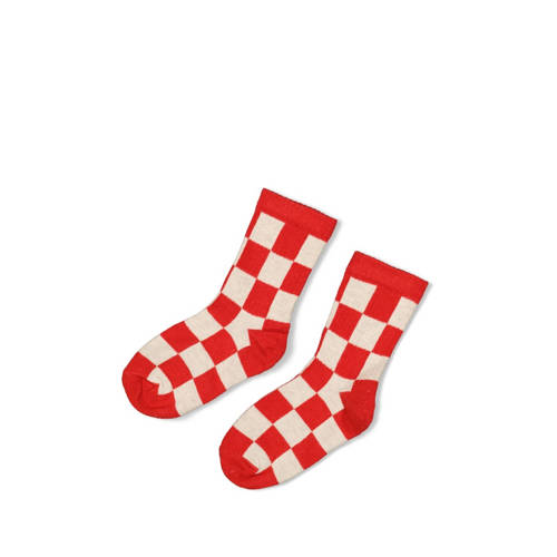 Sturdy sokken rood/ecru Jongens/Meisjes Katoen Ruit - maat 92/98 afbeelding