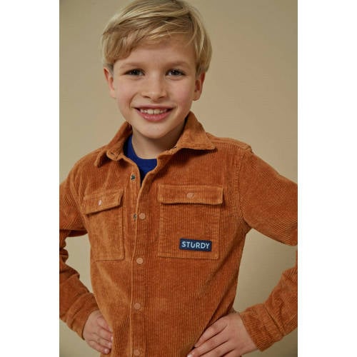 Sturdy corduroy overshirt bruin Overhemd Effen - maat 140 afbeelding