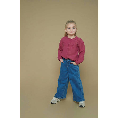 Jubel wide leg jeans medium blue denim Queen Of Hearts Blauw Effen - maat 140 afbeelding