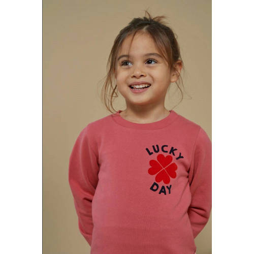Jubel sweater roze Queen Of Hearts Printopdruk - maat 110 afbeelding