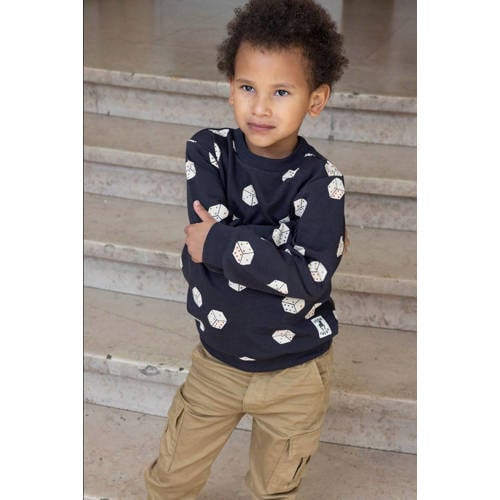 Sturdy sweater zwart Jongens Katoen Ronde hals All over print