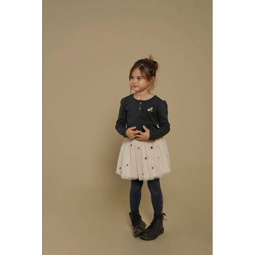 Jubel longsleeve antraciet Grijs Meisjes Stretchkatoen Ronde hals Printopdruk - maat 92 afbeelding