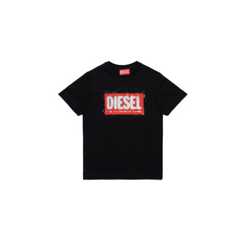 Diesel T-shirt zwart Jongens Katoen Ronde hals Tekst - maat 140 afbeelding