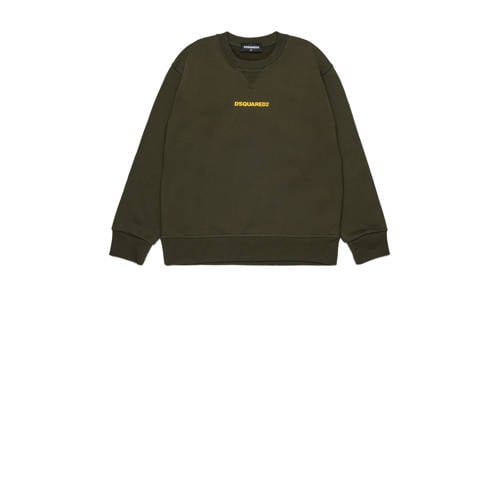 Dsquared2 sweater donkergroen Jongens Katoen Ronde hals Tekst