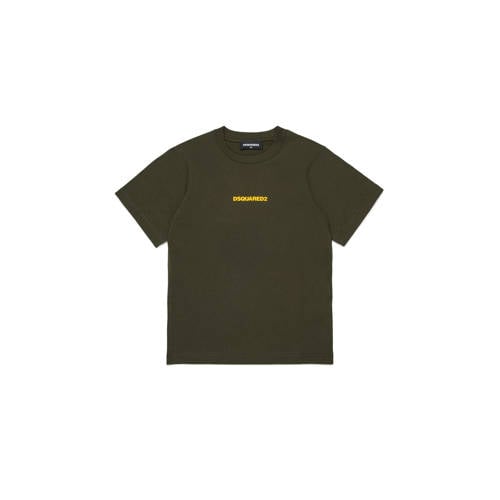 Dsquared2 T-shirt donkergroen Jongens Katoen Ronde hals Tekst - maat 164 afbeelding