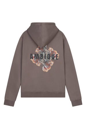 hoodie met backprint taupe