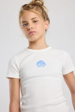 T-shirt wit rib gebreid