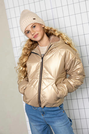 gewatteerde jas beige