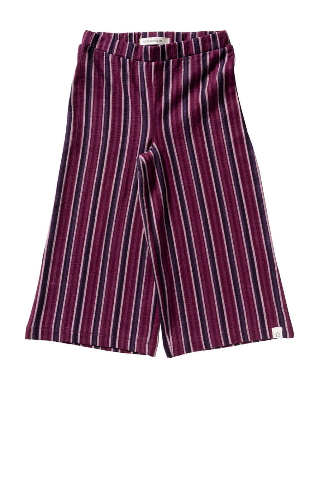 Paarse meisjes Your Wishes wide leg gestreepte casual broek van katoen