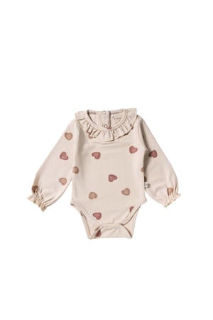 romper met hartjes print ecru