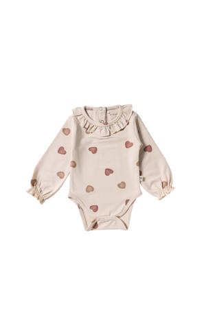romper met hartjes print ecru