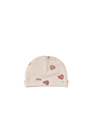babymuts met hartjes print ecru