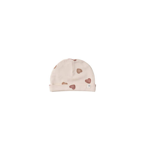 Your Wishes babymuts met hartjes print ecru Meisjes Stretchkatoen Hartjes - maat 62/68 afbeelding