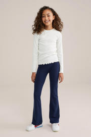 thumbnail: Set van 2 donkerblauwe meisjes WE Fashion Flared legging van stretchkatoen met elastische tailleband en effen