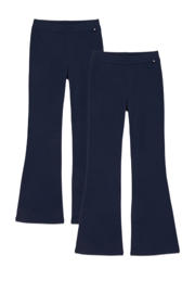 thumbnail: Set van 2 donkerblauwe meisjes WE Fashion Flared legging van stretchkatoen met elastische tailleband en effen