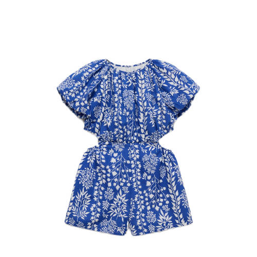 Mango Kids blauw playsuit Meisjes Katoen Ronde hals All over print