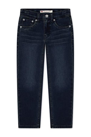 straight leg regular waist tapered jeans dark blue denim
