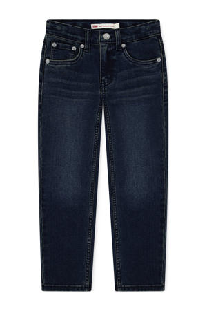 straight leg regular waist tapered jeans dark blue denim