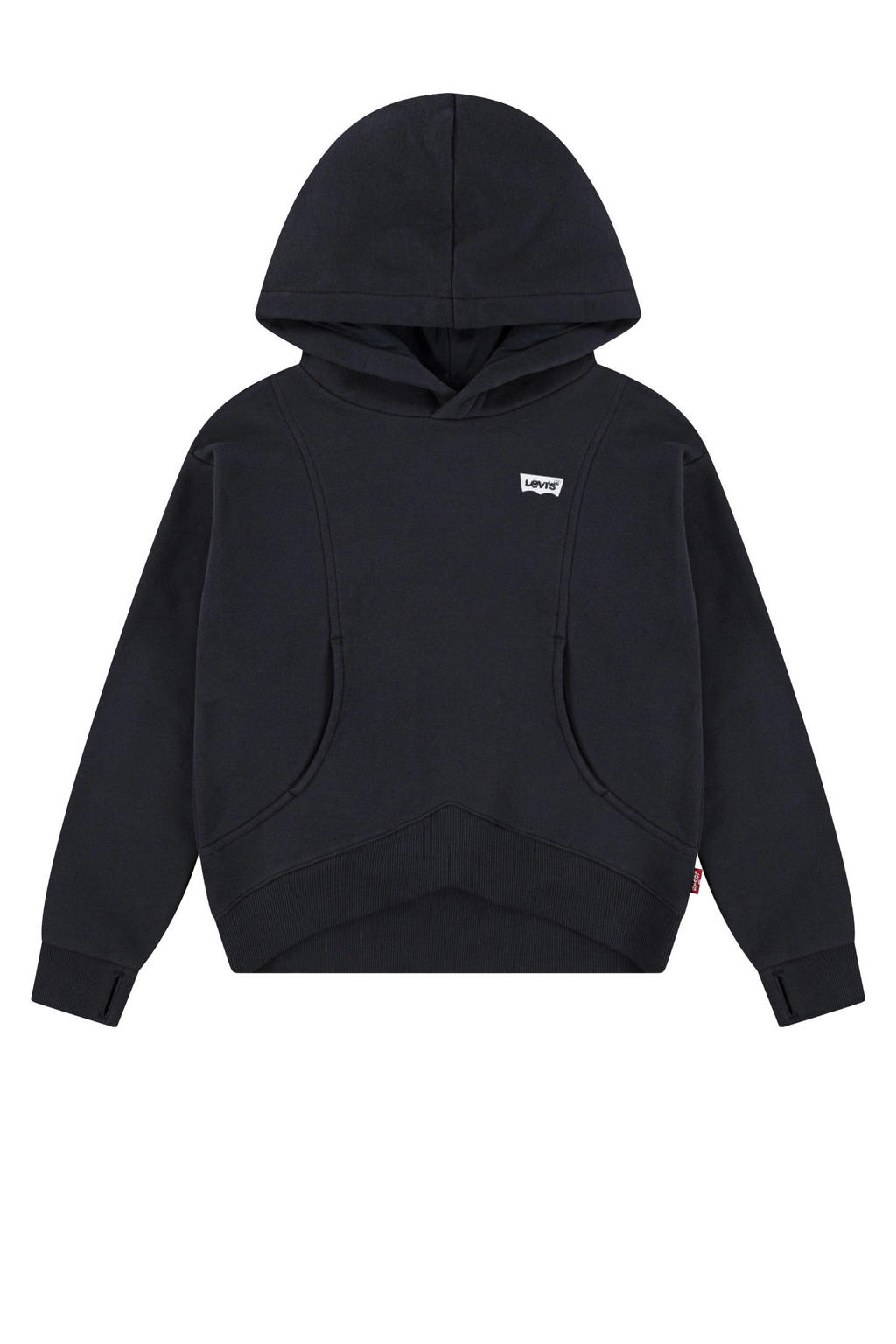 Zwarte meisjes Levi's sweater van katoen met logo dessin, lange mouwen en capuchon