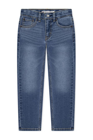 straight leg regular waist tapered jeans medium blue denim