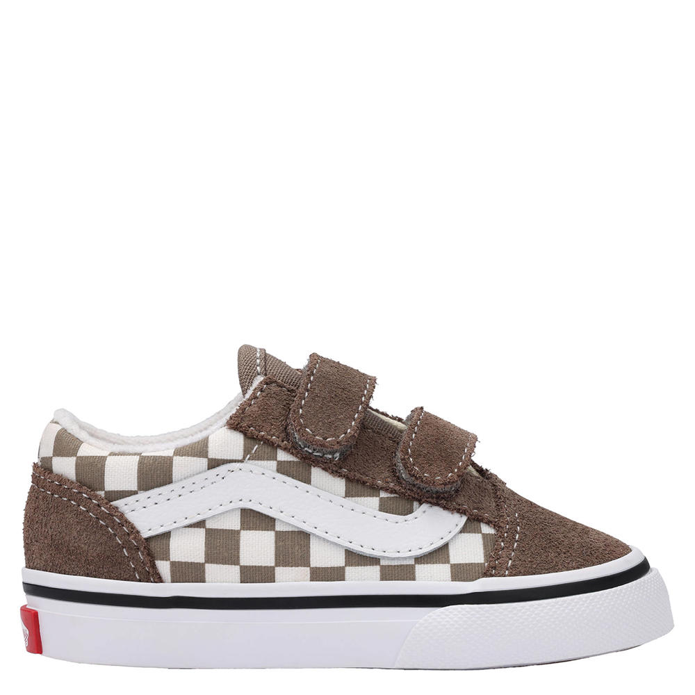 Bruin en witte jongens en meisjes VANS Old Skool sneakers van suède/voering: textiel/voetbed: textiel met klittenband