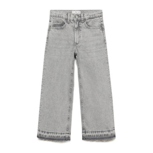 Mango Kids wide leg jeans grey denim Grijs Effen - maat 128 afbeelding
