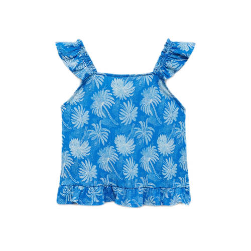 Mango Kids mouwloze top blauw Meisjes Polyester Ronde hals All over print - maat 128 afbeelding