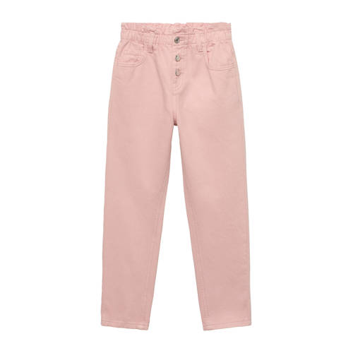 Mango Kids high waist regular fit jeans roze Meisjes Denim Effen - maat 152 afbeelding