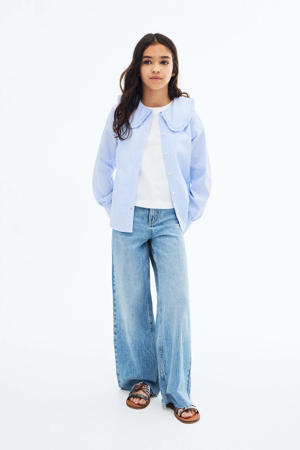 wide leg jeans medium blue denim