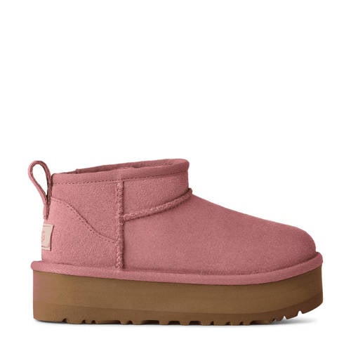 UGG Kids Classic Ultra Mini Platform gevoerde enkelboots roze Meisjes Suede - maat 36 afbeelding