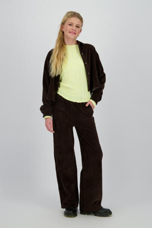 wide leg flared broek donkerbruin