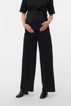 wide leg high waist zwangerschaps broek zwart