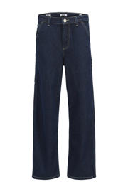 thumbnail: Dark blue denim jongens JACK & JONES JUNIOR baggy high waist baggy jeans dark blue van denim met rits- en knoopsluiting en effen