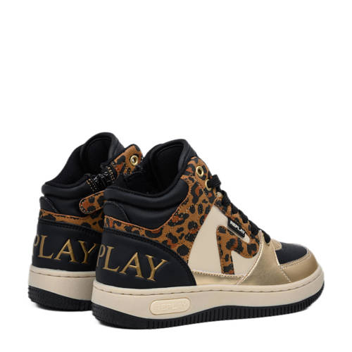 REPLAY Epic JR 20 sneakers zwart/panter/goud Meisjes Imitatieleer Meerkleurig