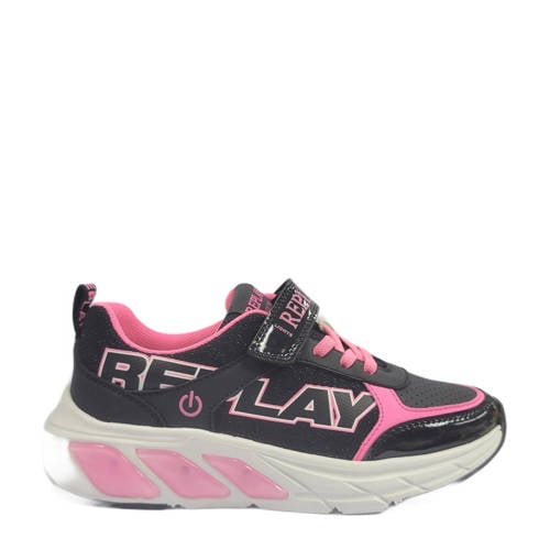 REPLAY Cosmo Lights Girl 1 chunky sneakers zwart/roze Meisjes Imitatieleer