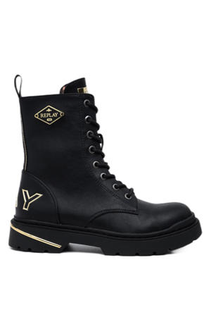 Joplin 15 veterboots zwart/goud