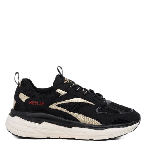 REPLAY Christal JR girl 6 chunky sneakers zwart/goud Meisjes Suèdelook - maat 29 afbeelding