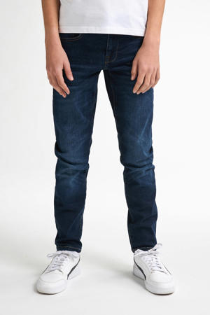 tapered jeans dark blue denim